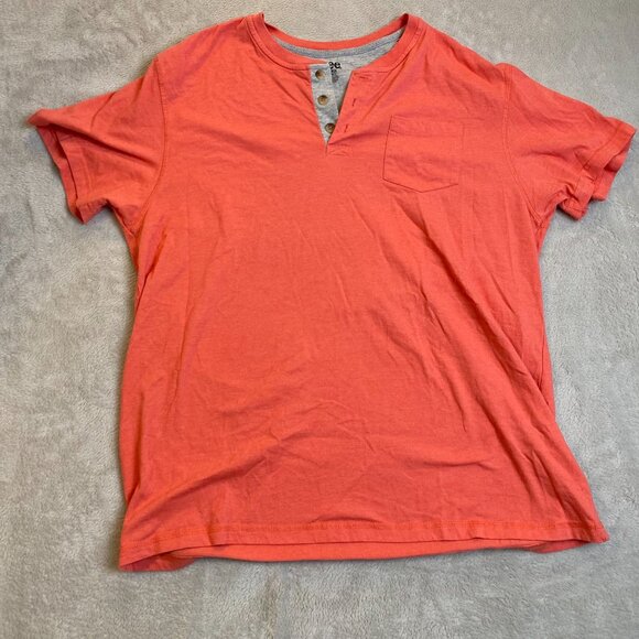 Lee Mens Henley Shirt XL Coral & Gray Regular Fit Pocket Detail - Picture 7 of 7